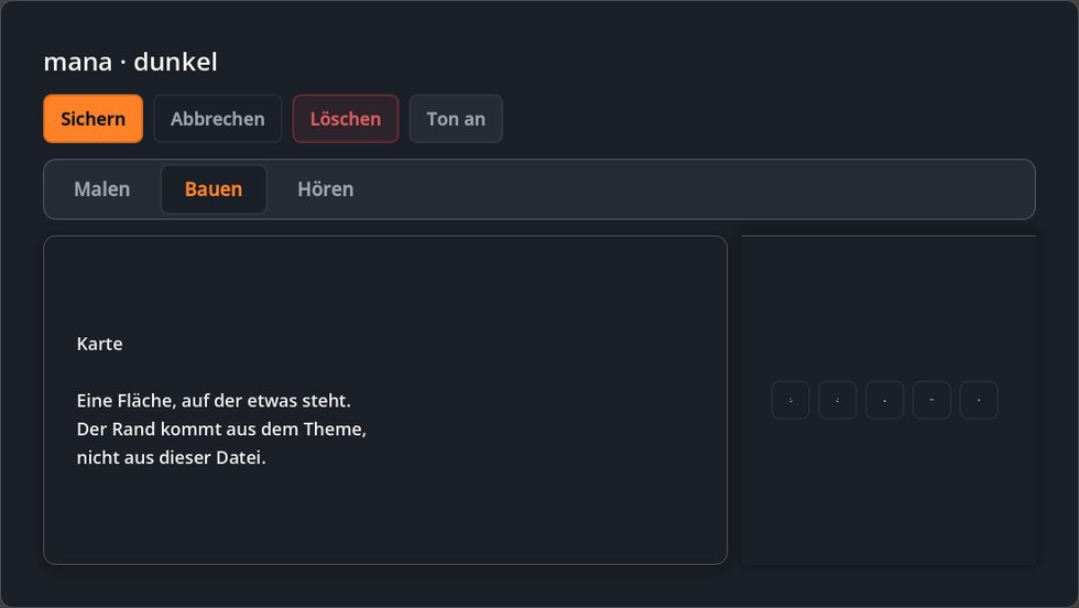 Dieselbe Fläche dunkel — aus derselben Token-Quelle, kein zweiter Satz Farben.