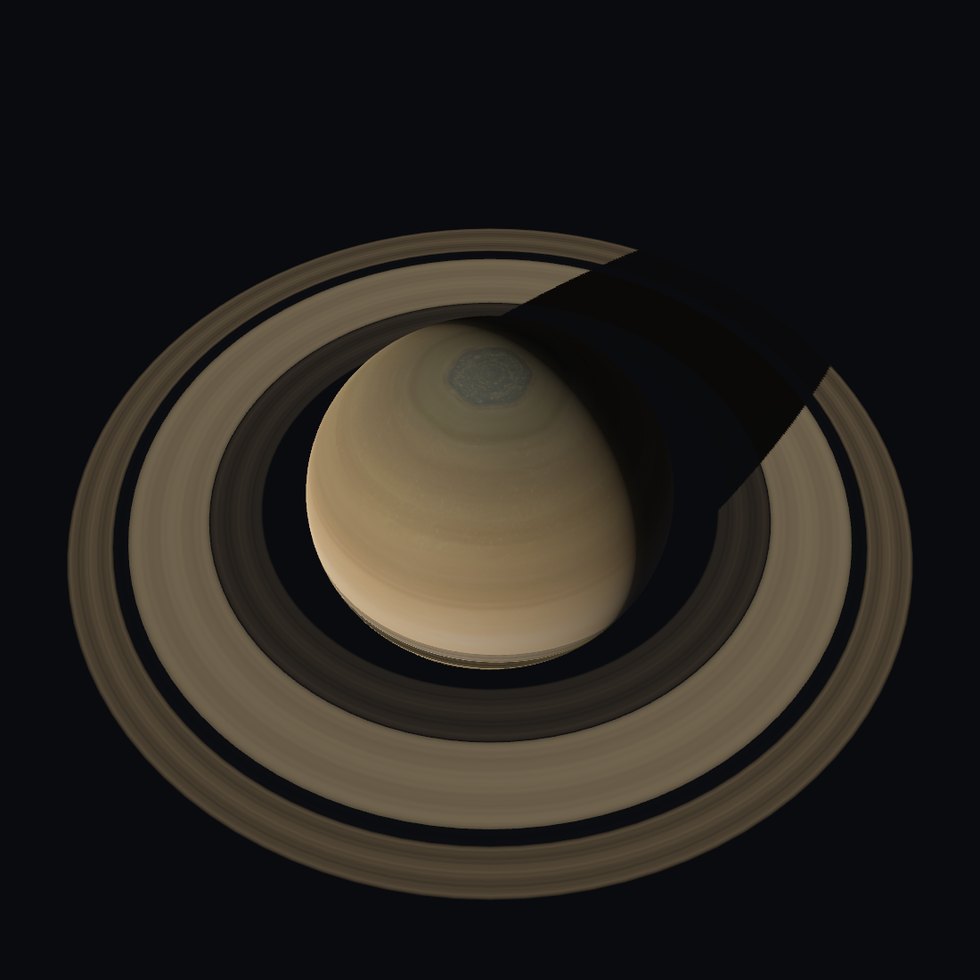 saturns schatten auf den ringen