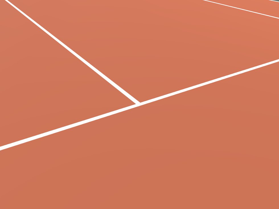 Die Linien aus der Nähe. `court_lines` zieht sie für alle sieben Plätze — Geraden und Bögen aus denselben Daten, aus denen auch die Prüfung ihre Sollwerte nimmt.