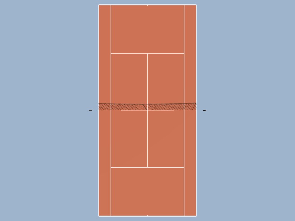 Der Tennisplatz von oben — die Ansicht, in der sich Masse prüfen lassen, und in der die Prüfung ihre Sollwerte gegen ITF hält.