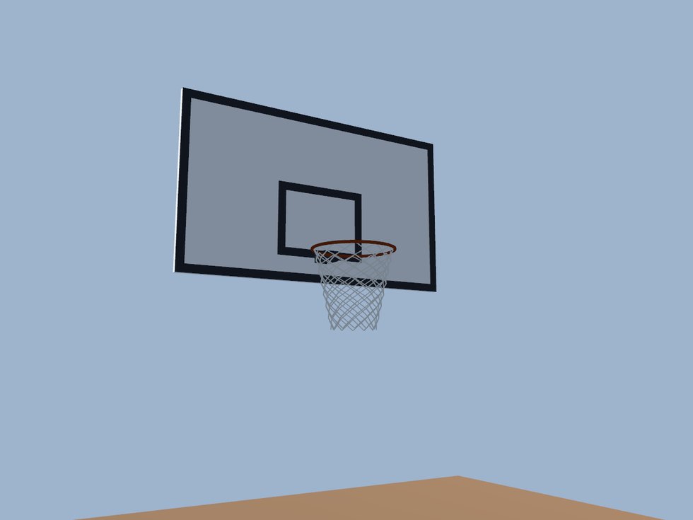 Korb nach FIBA: Brett, Ring, Netz. Die Zählung hängt an einer EBENE mit interpoliertem Auftreffpunkt, nicht an einem Auslösefeld — ein Feld zählt doppelt oder gar nicht.
