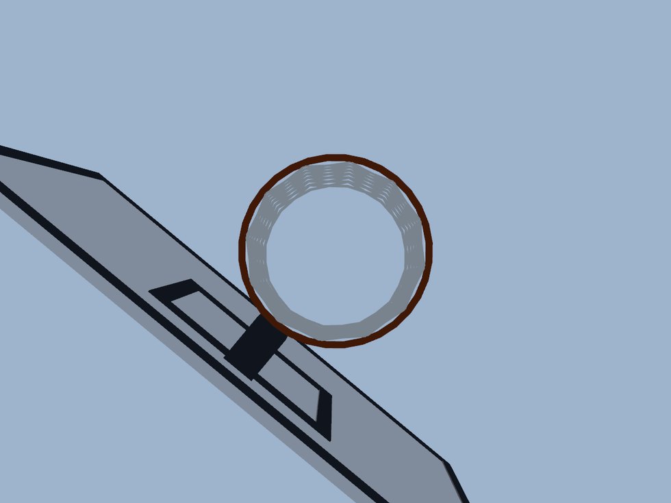 Von unten. Diese Ansicht ist der Grund, warum es sie gibt: durch den Ring sieht man, ob Netzaufhängung und Ringmitte zusammenfallen.