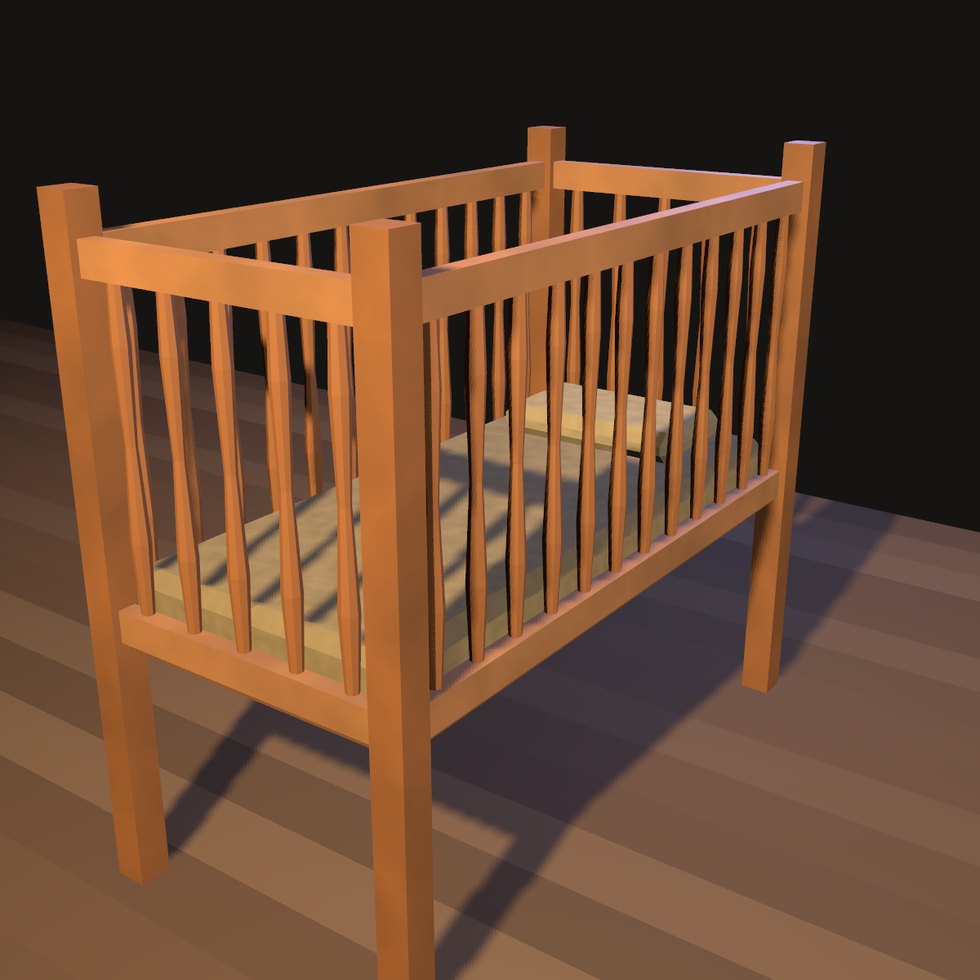 Kinderbett. Kein kleines Bett: ein Bett ist offen, damit man hineinkommt, dieses ist geschlossen, damit man nicht heraus.