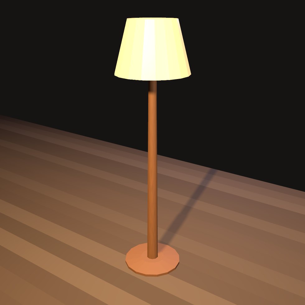 Stehlampe. Bis dahin konnte das Kit Licht aufhängen und anschrauben, aber nicht hinstellen.