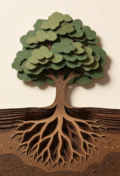 baum mit wurzelraum